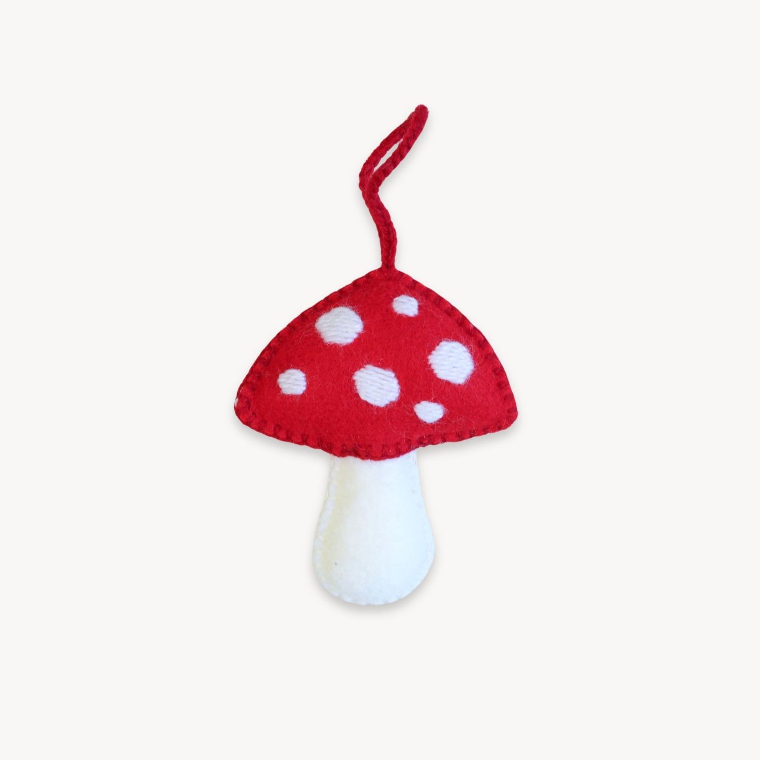 Hand Embroidered Ornament Mushroom