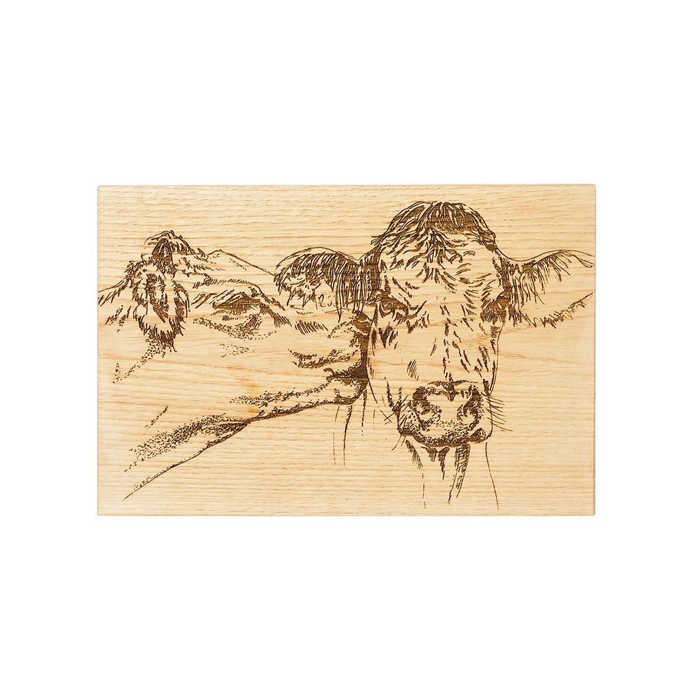 Oak Serving Board, Style: Kissing Cows