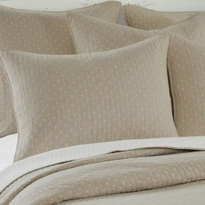 Cross Stitch Quilt &amp; Shams Taupe