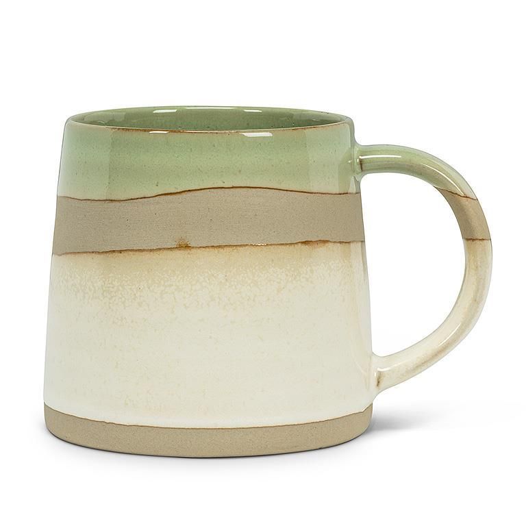 Rustic Style Pottery Mug , Color: Green/White