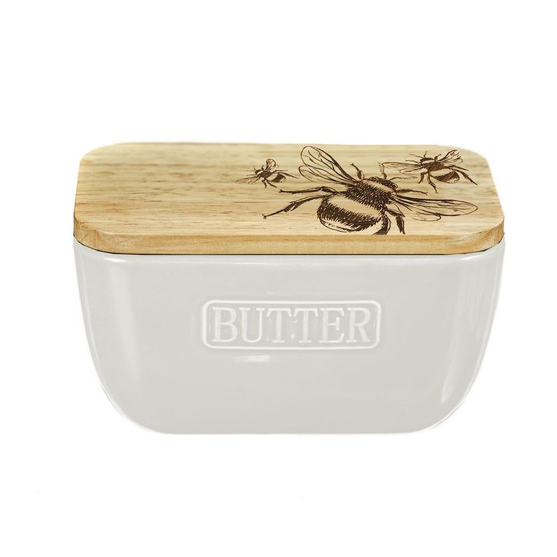 White Butter Dish, Style: Bee