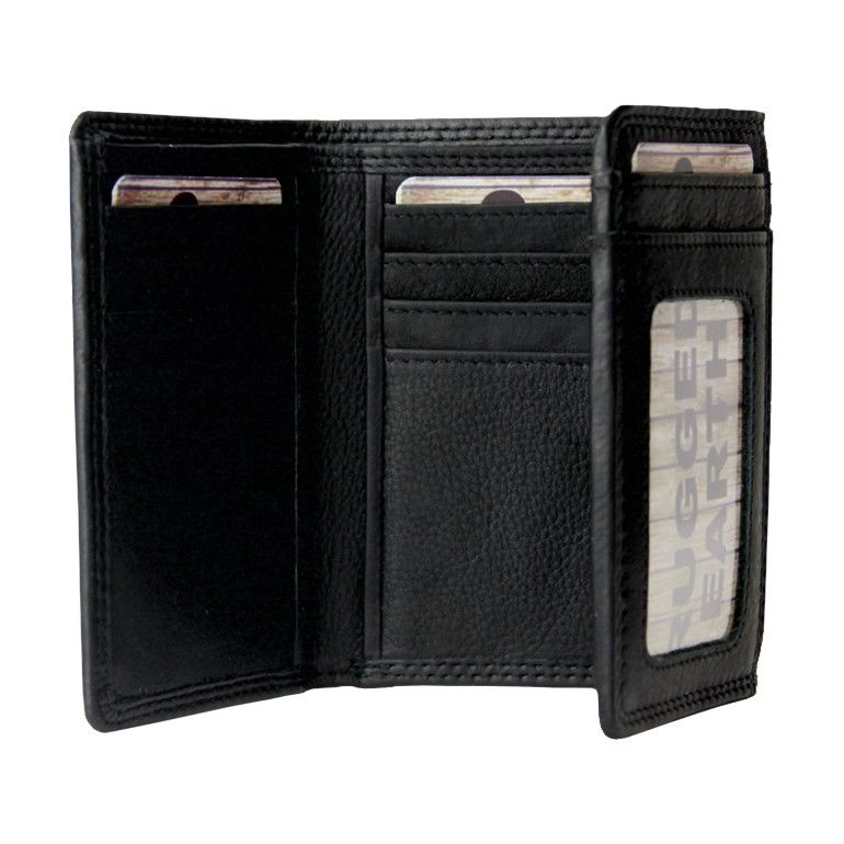 Trifold  Leather Wallet , Color: Black