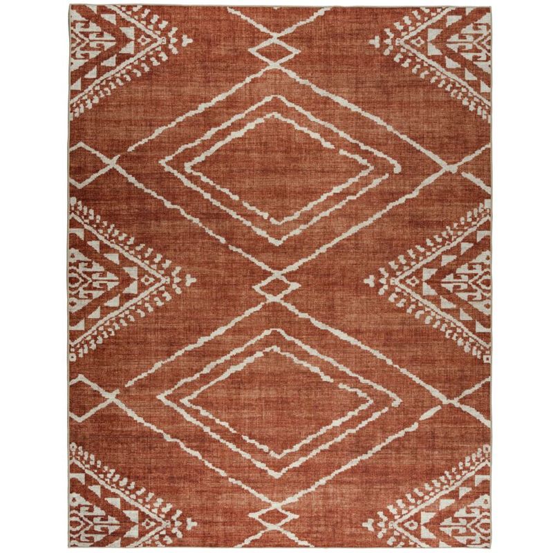 Jax Moroccan Diamond Orange Washable Rug, Size: 3&#39; x 5&#39;