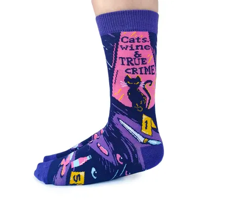 Women&#39;s Socks Cats Wine and Crime