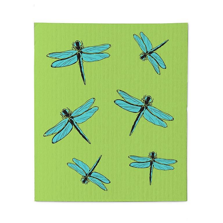 Dragonflies Dishcloth, Color: Green