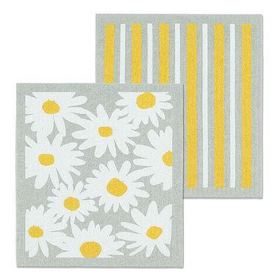 Daisies &amp; Stripes Dishcloth