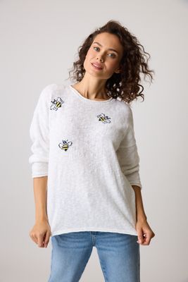 Busy Bee Sweater in White