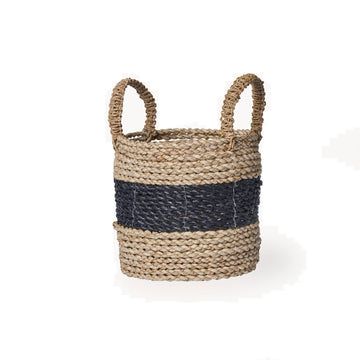 Handled Basket -Black/Natural, Size: Small