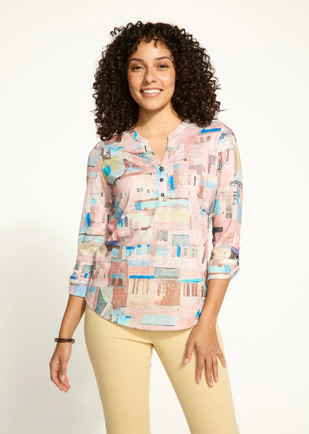 Tab Up Henley Top - Riviera