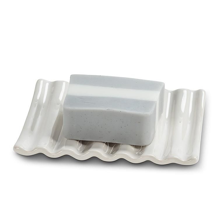Ridged White Soap Dish