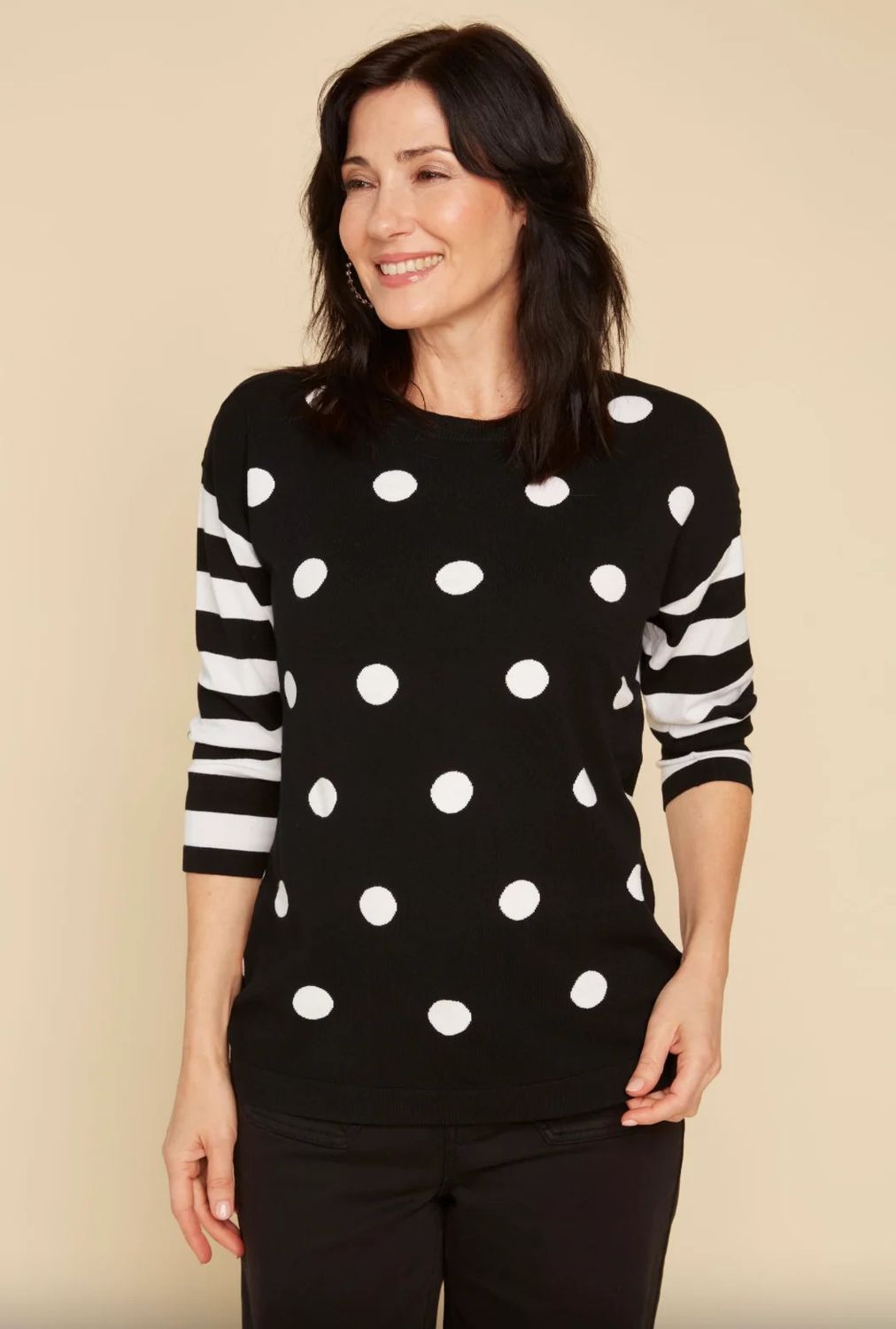 Dot &amp; Stripe Sweater Black 