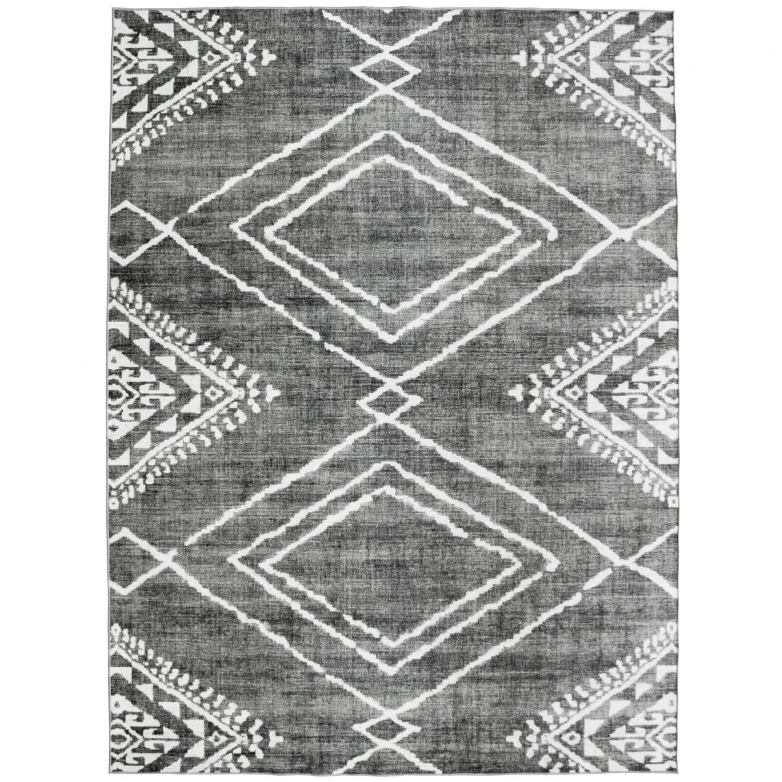 Jax Moroccan Diamond Gray Washable Rug , Size: 3&#39; x 5&#39;