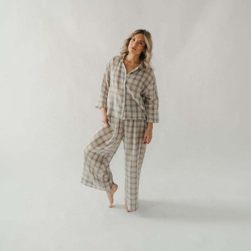 Grey Plaid Palazzo Pants