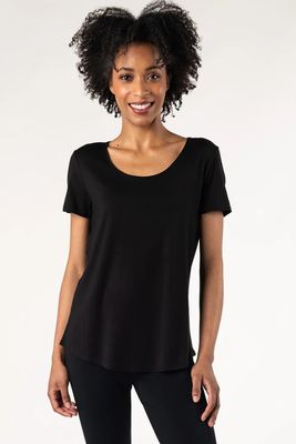 Brenda U Neck Black BambooTee