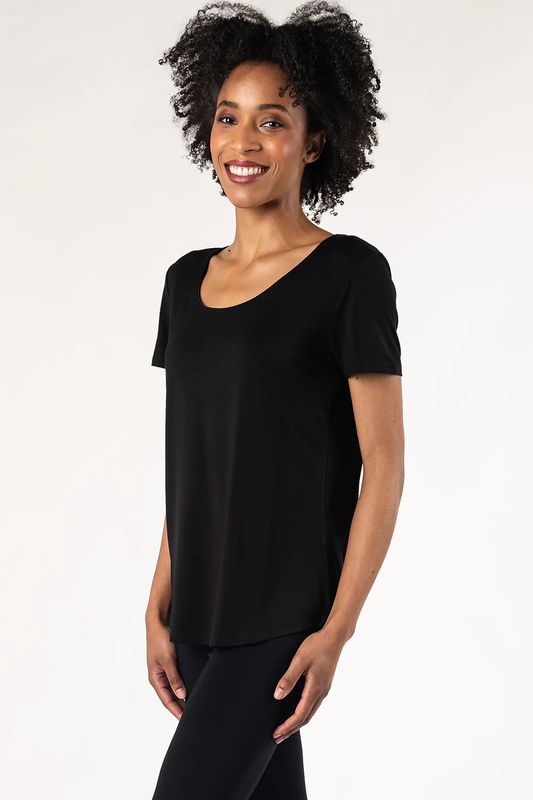 Brenda U Neck Black BambooTee