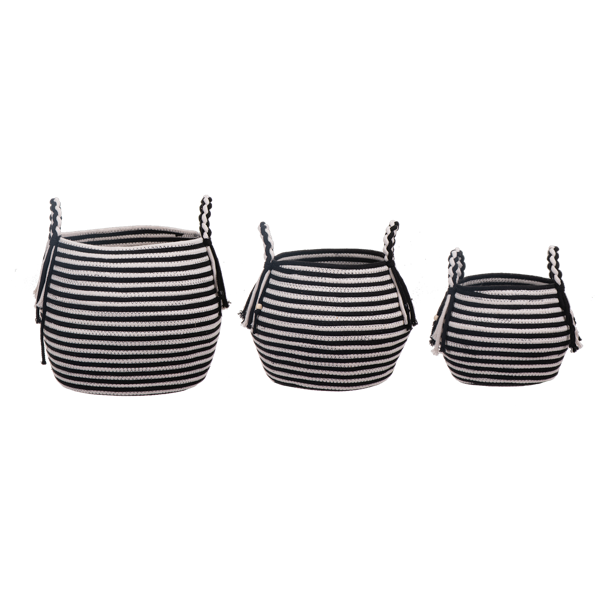 Black &amp; White Striped Basket