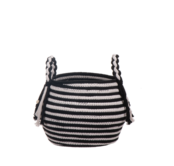 Black &amp; White Striped Basket, Size: Small