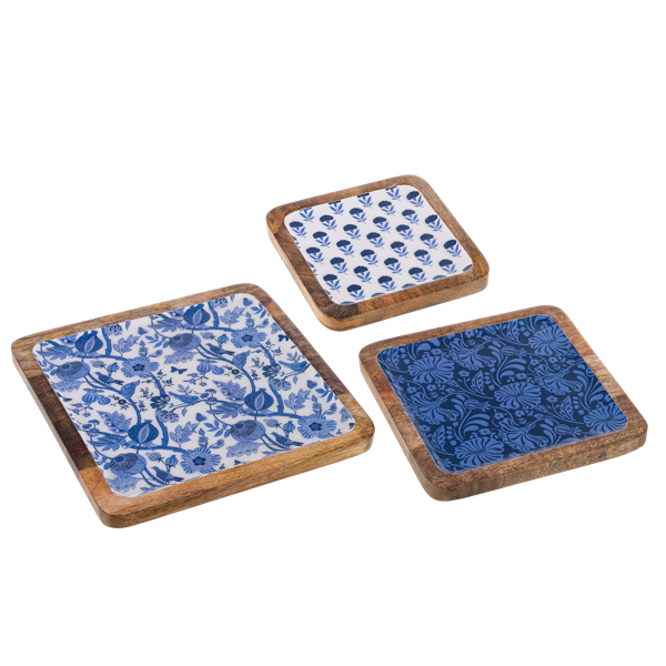 Blue &amp; White Floral Serving Tray
