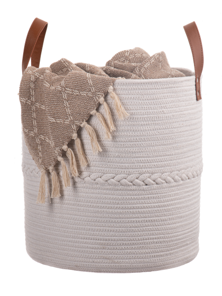 Braided Stripe Round Basket