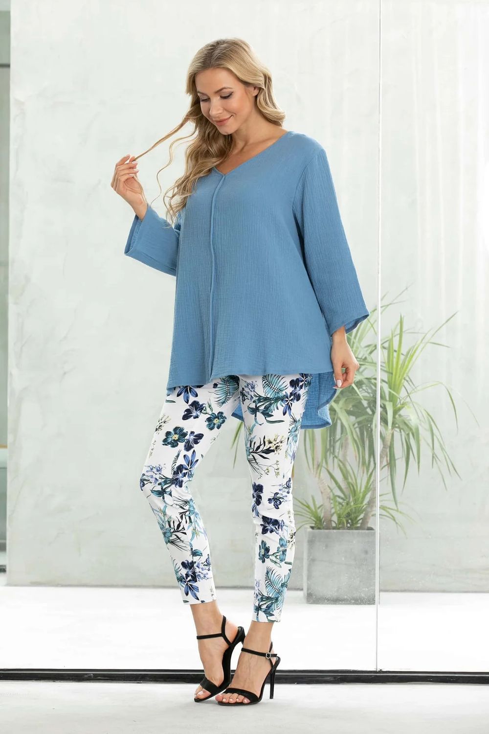 Cotton Gauze Top Blue