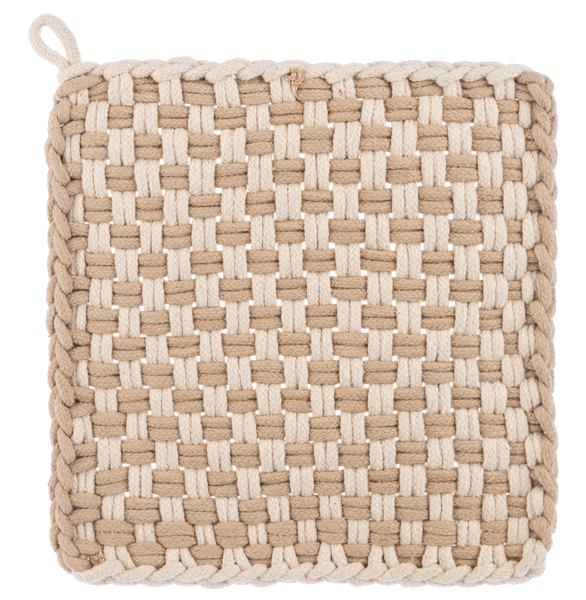 Crochet Check Potholder, Color: Taupe
