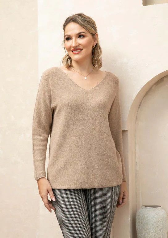 Valentina&#39;s V-Neck Sweater Beige