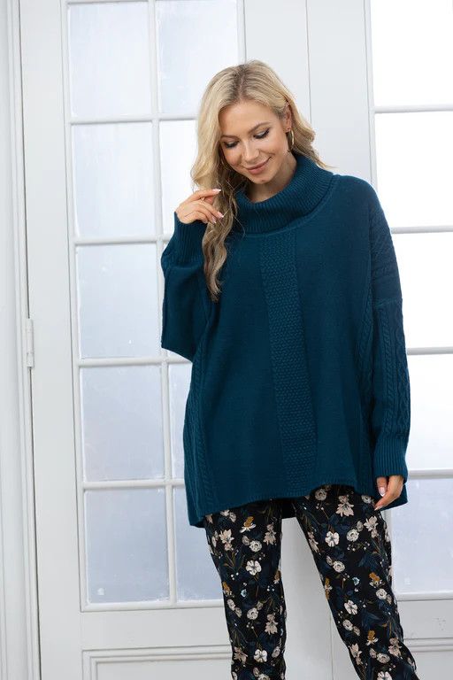 Joanna&#39;s Cable Knit Textured Sweater Teal