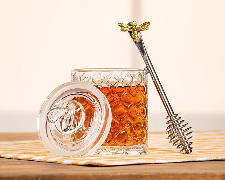 Honeycomb Jar with Bee on Lid