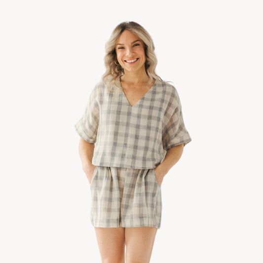 Grey Plaid Shorts