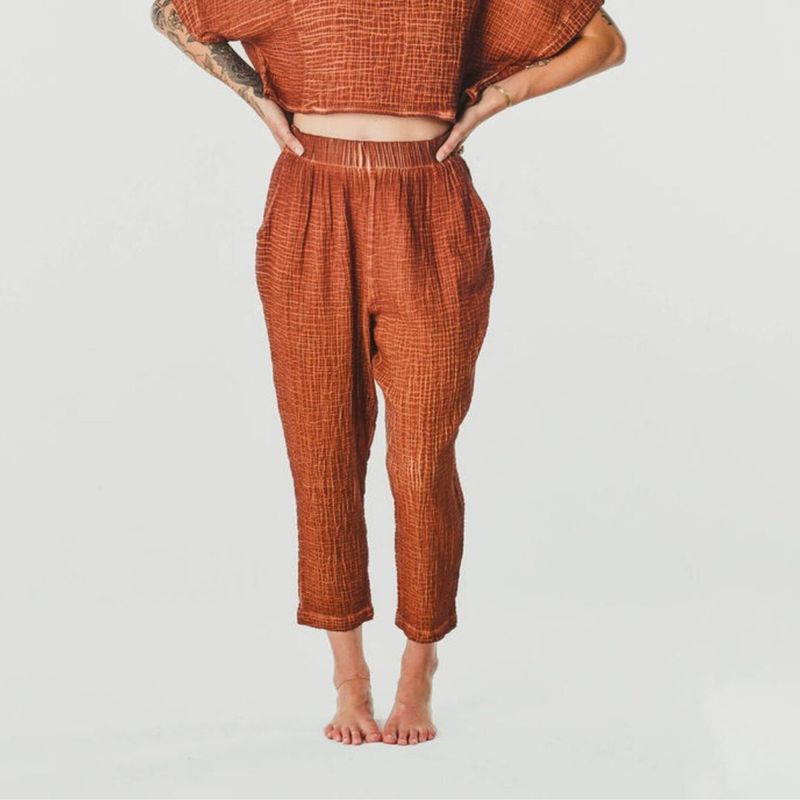 Crinkle Slouchy Pant Terracotta