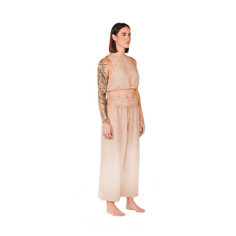 Crinkle Palazzo Pants Beige
