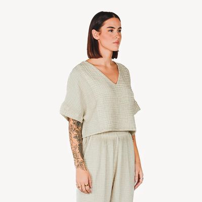 Crinkle Crop Top Grey