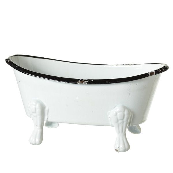 Black and White Enamel Bathtub Soap Dish