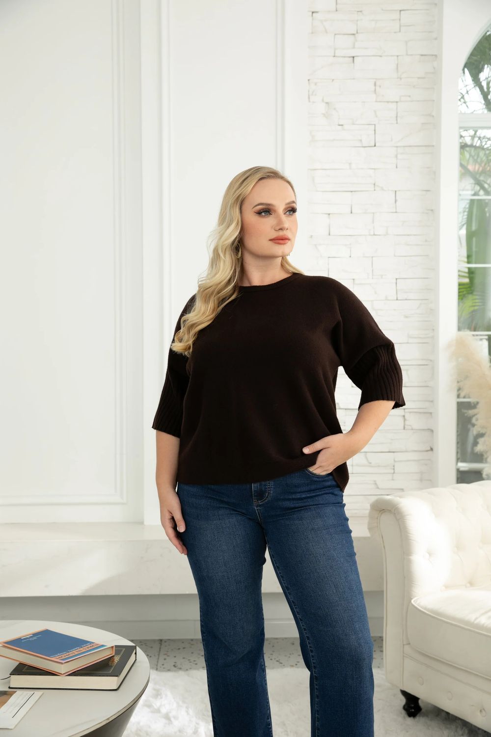 Cozy Sweater Top Mocha 