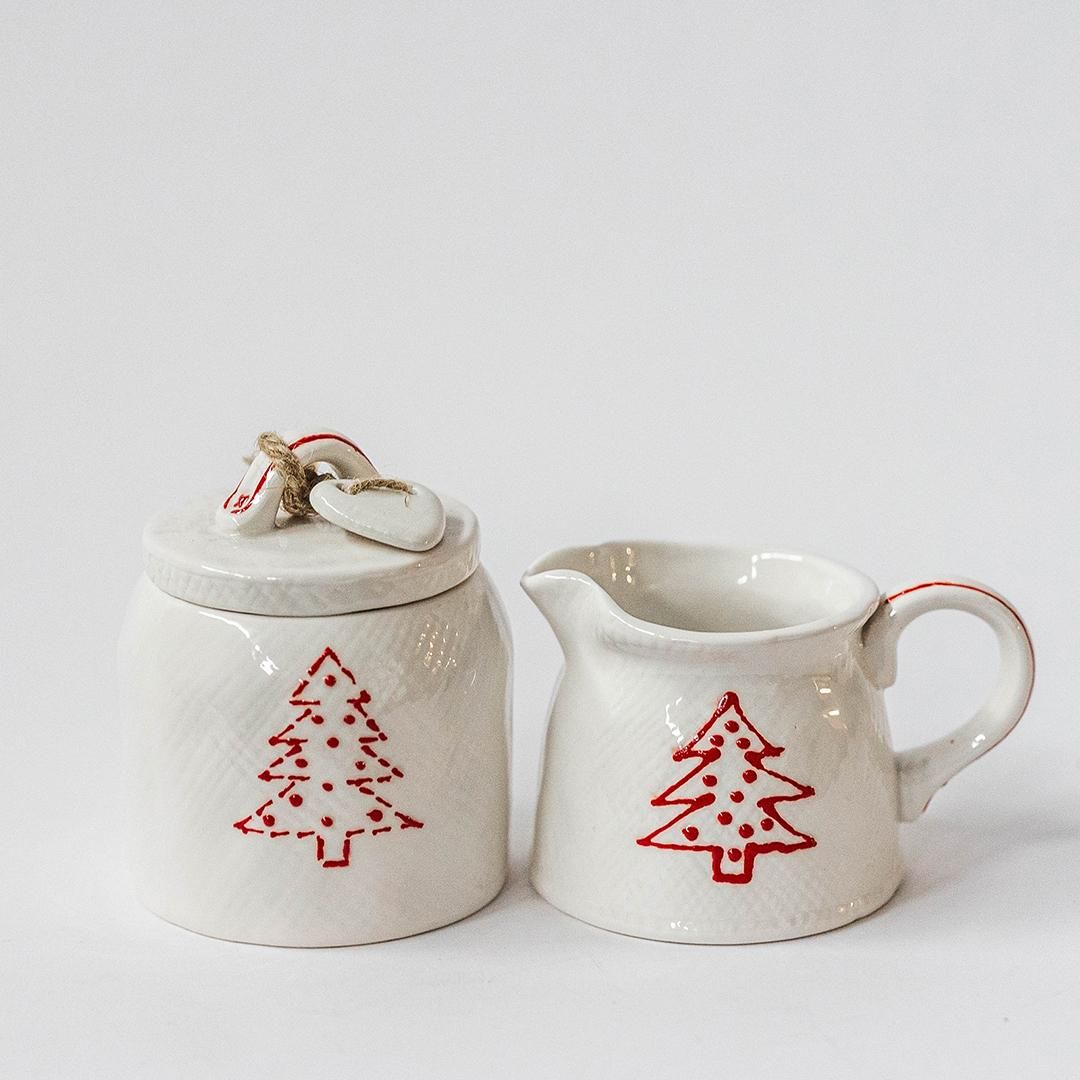 Cream &amp; Sugar Set Red Tree