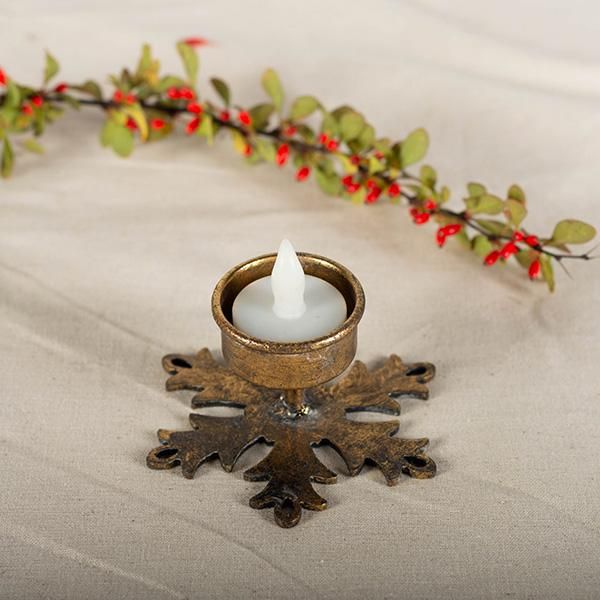 Gold Snowflake Tealight Holder