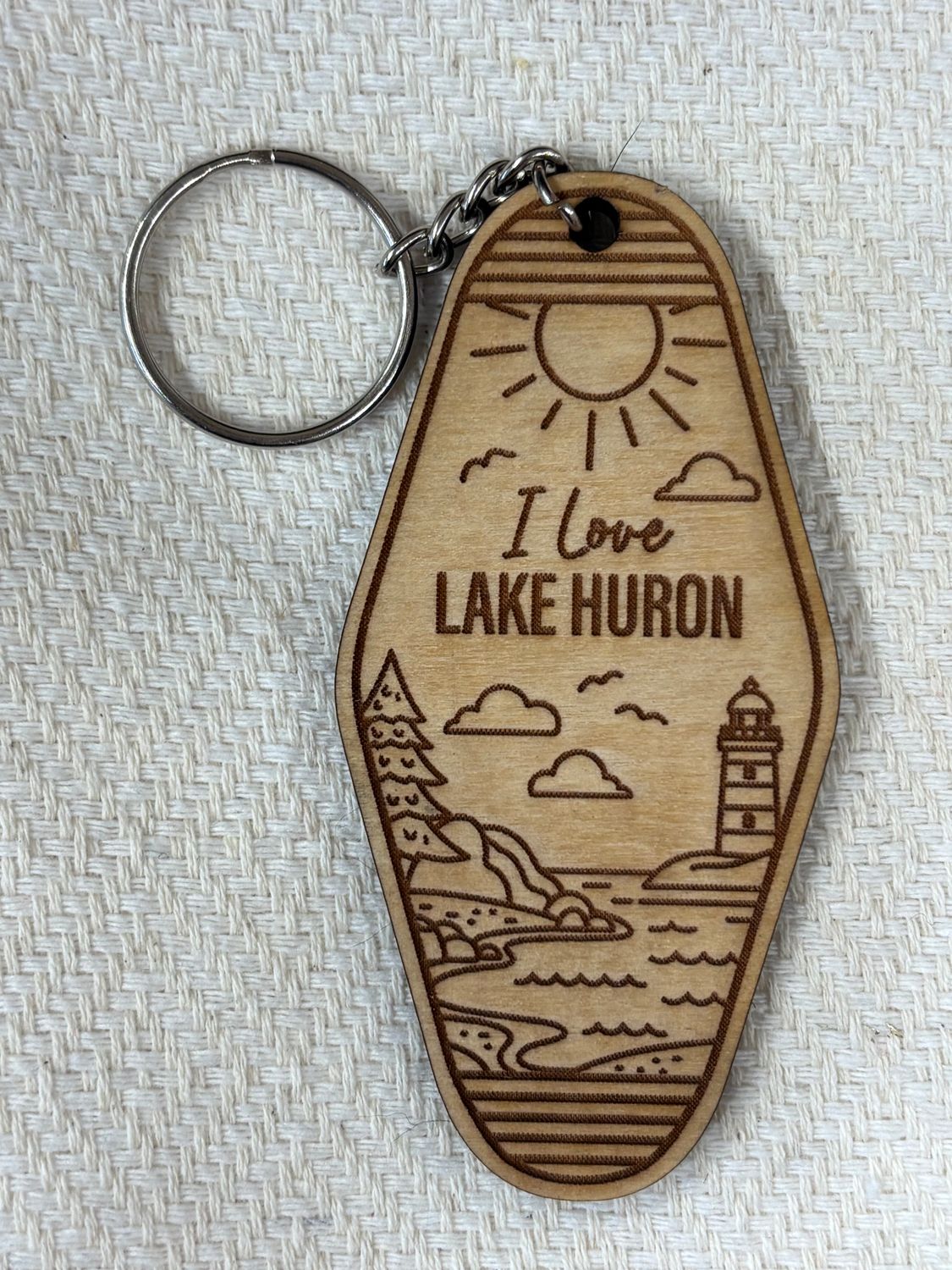 Wood Keychain, Color: Lake Huron