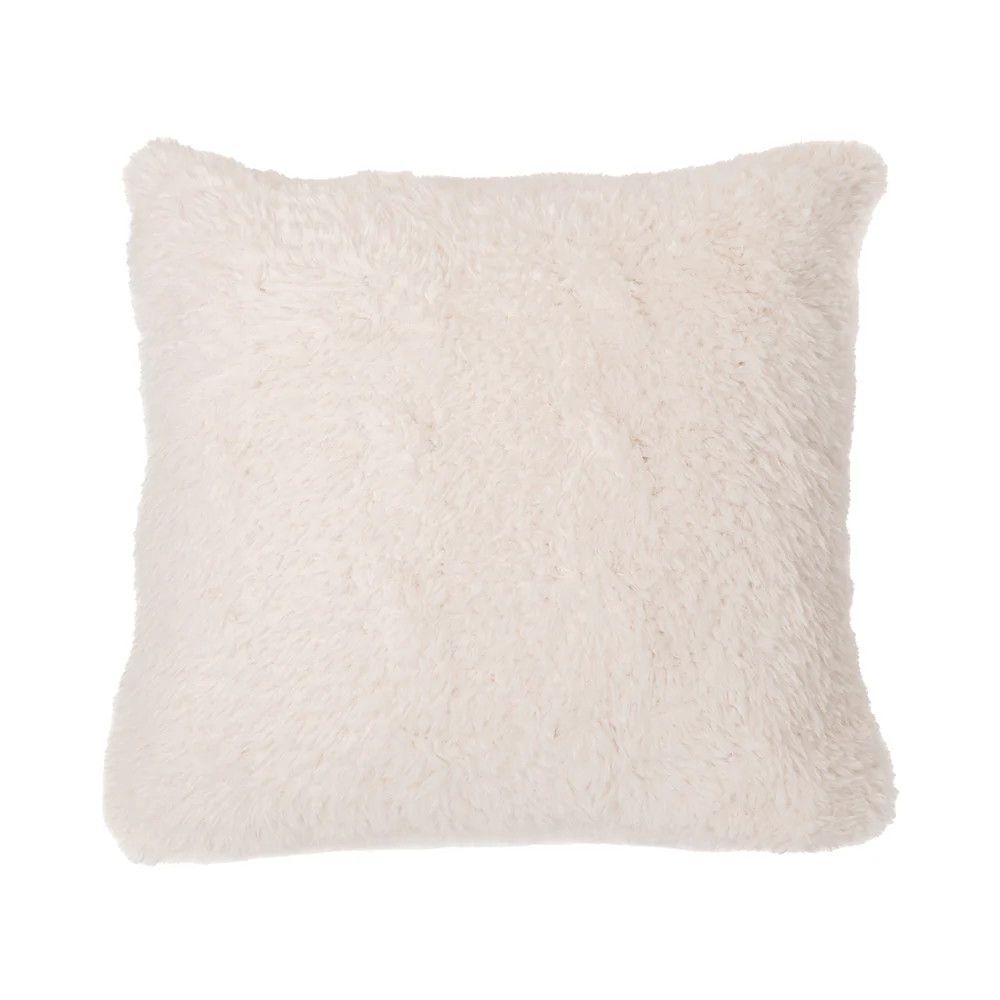 Beverly Cream Faux Fur Throw Pillow