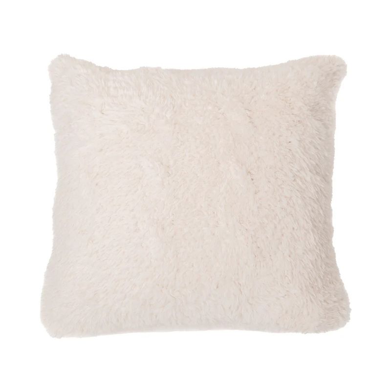 Beverly Cream Faux Fur Throw Pillow