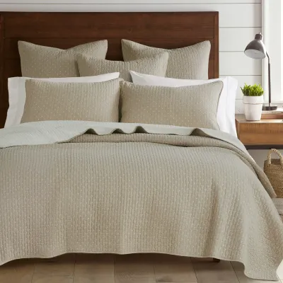 Cross Stitch Quilt &amp; Shams Taupe