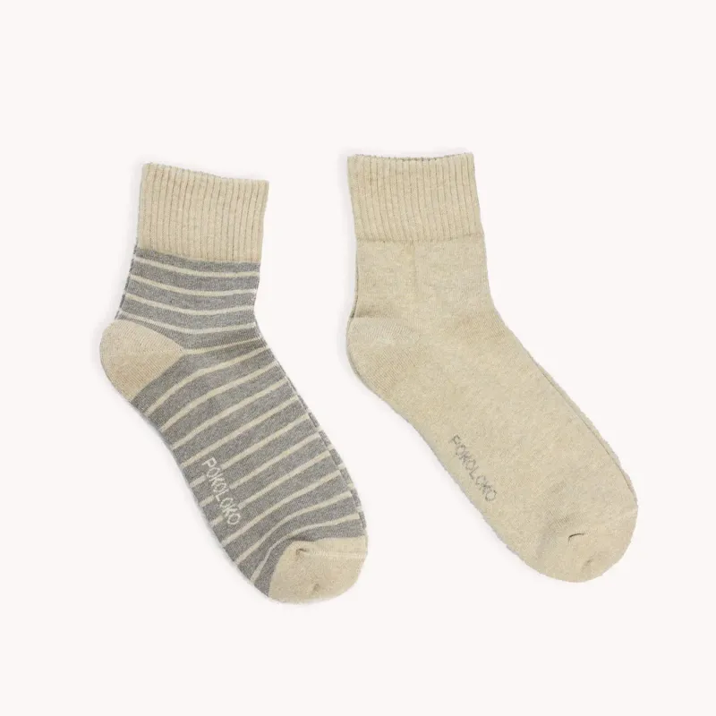 Striped/Solid Pima Socks Honey Pack of 2