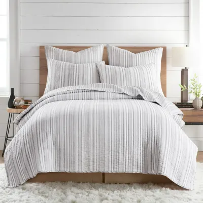 Bondi Stripe Grey Quilt &amp; Shams