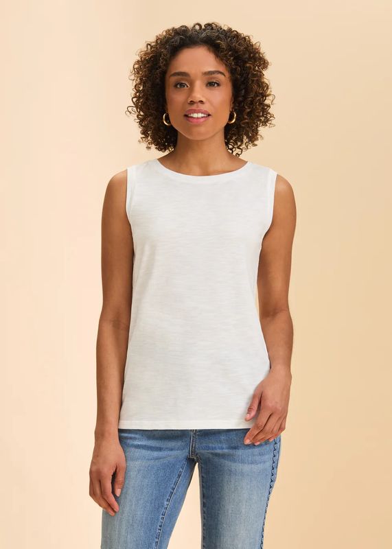 Boat Neck Cami Knit Top White