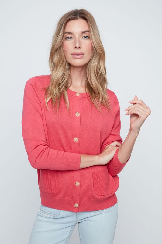 Cotton Blend Cardigan Terracotta