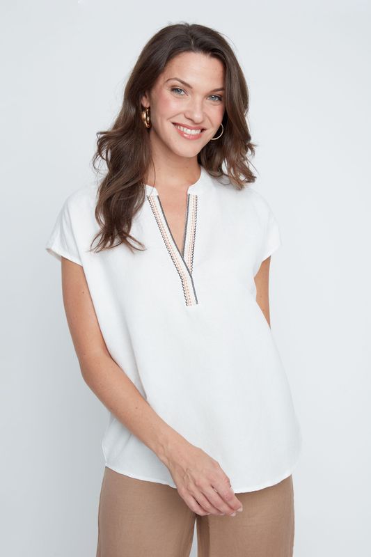 Linen Blend Top Creme 