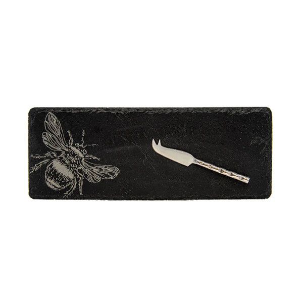 Single Mini Slate Cheese Board &amp; Knife Set, Style: Bee