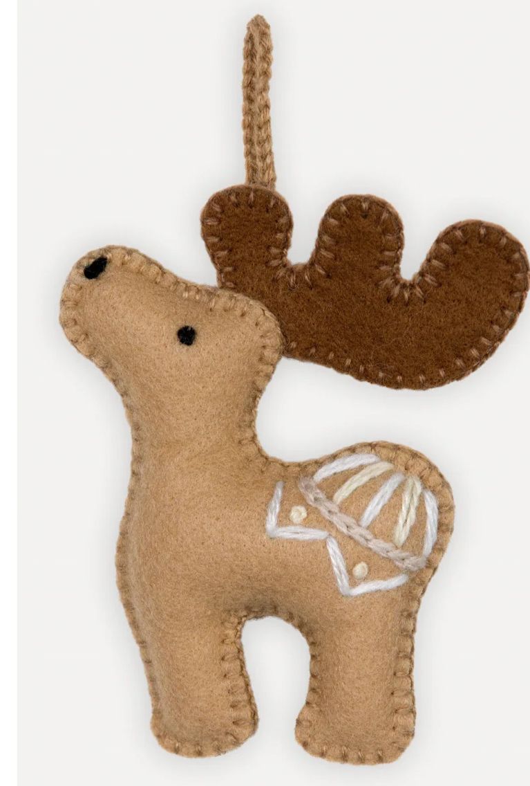 Hand Embroidered Ornament, Style: Moose