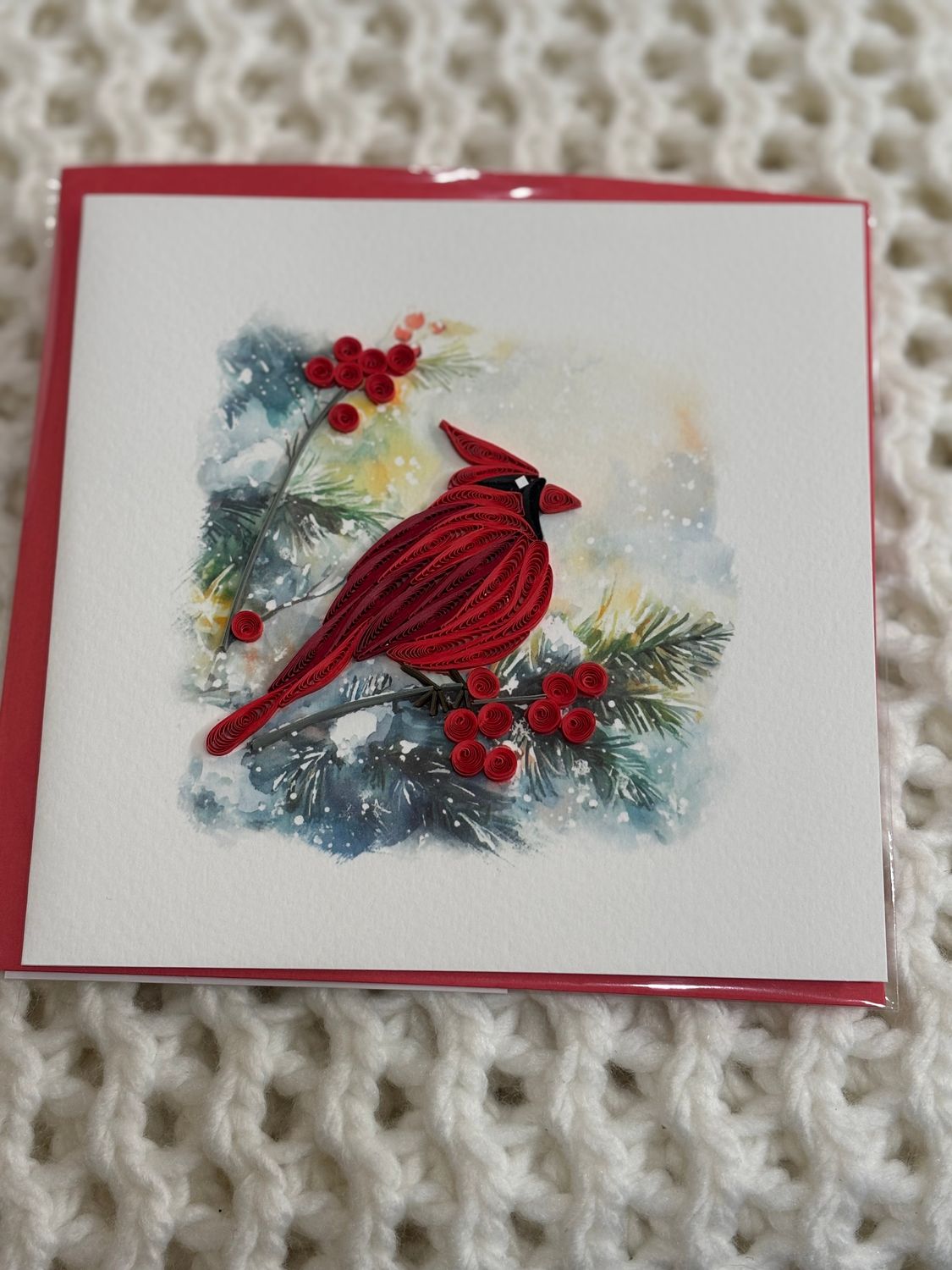Christmas Quill Card, Style: Winter Cardinal