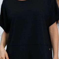 Brenda's Bamboo Top with Side Buttons Black