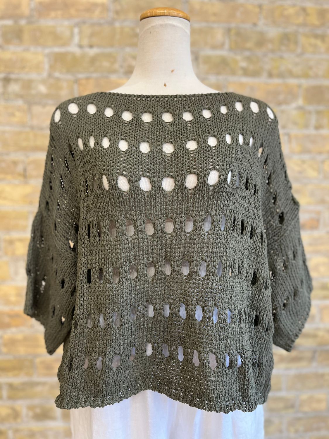 Talula's Oval Crochet Top Military